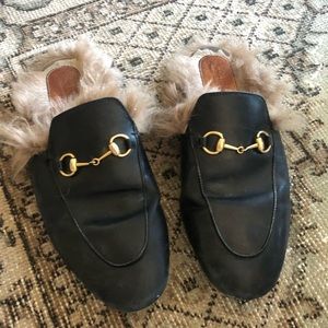 Gucci Princetown fur loafer slides